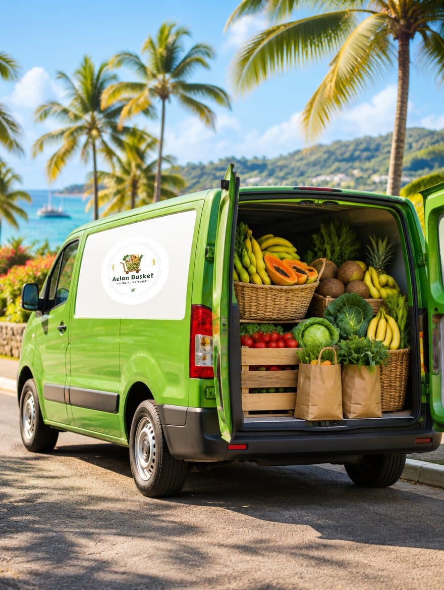 The Aelan Basket delivery van loaded with fresh island produce in Port Vila